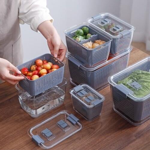 Double Layer Drain Basket Plastic Fruit Vegetable Basket