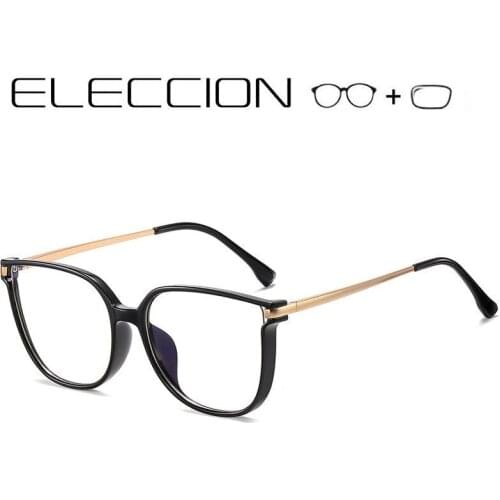 ELECCION Cat Eye Women Optical Glasses Frames With Clear Lens New Female Prescription Spectacles Spring Temple Myopia Eyeglasses