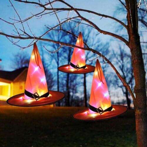 Halloween Decoration Glowing Witches Hat Halloween Hanging Decor Witch Hat LED Light Children Adult Party Costume Props Dropship
