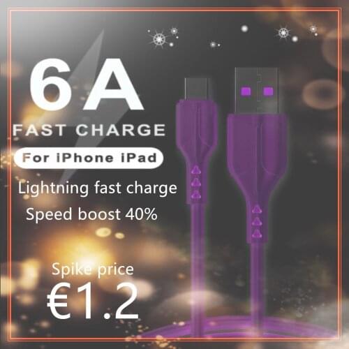 6A 66W Super Fast Charge Micro USB Type C for iphone12 11 pro max X Xs Xr Xiaomi Redmi Samsung Huawei Basic Data Cable 1m 2m