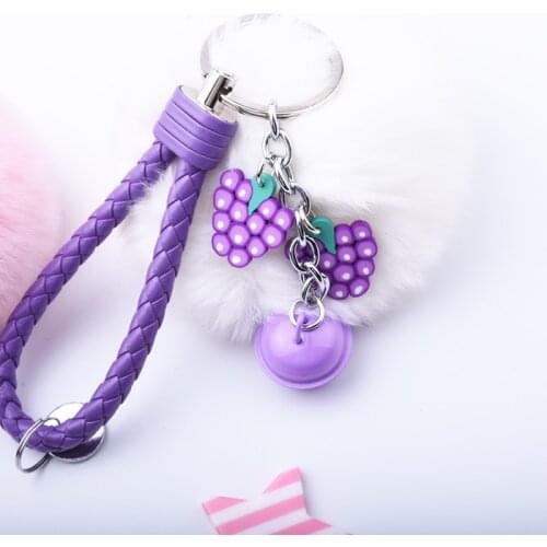 CHUNOU Braided Rope Grape Key Ring New Cute Purple Women Bag Pendant Key chain Lovely Car Key-ring For Lovers Gift Female Key