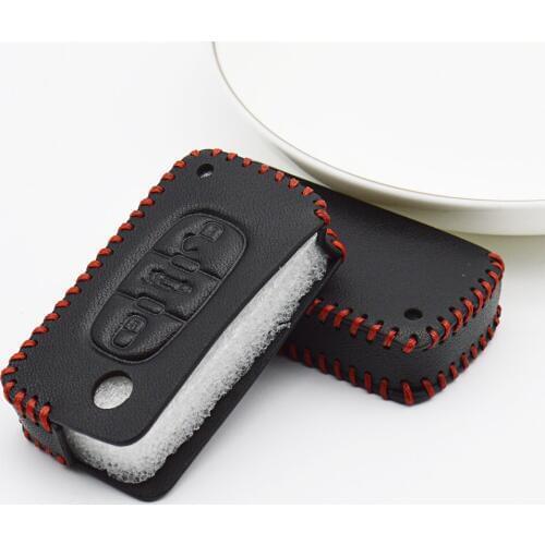 Leather Car Key Ring Case Cover For Peugeot 107 207 208 2008 301 307 308 407 508 5008 807 Rifter Expert Boxer Key Shell Styling