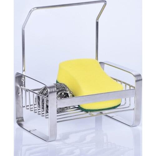 Kitchen Storage Shelves Sponge Caddy Cleaning Brush Soap Dishcloth Countertop Drain Rack Sink Basin Organzier Hanging Basket