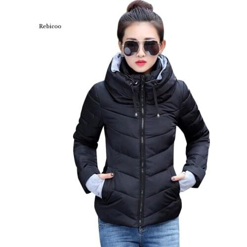 Winter Jacket Women Plus Size Womens Parkas Thicken Outerwear Solid Hooded Coats Short Female Slim Cotton Padded Basic Tops