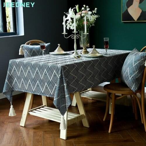 Linen Jacquard Tablecloth Dining Table Cloth Cotton Fabric Clothes Cloths Desk Cover Rectangular for Table Decoration Manteles