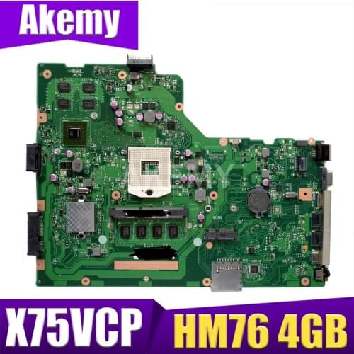 Akemy Laptop Motherboard for ASUS X75VB X75VD X75VC X75VCP X75VD1 X75V Mainboard HM76 4G RAM GT720M Support i3 i5 i7 cpu