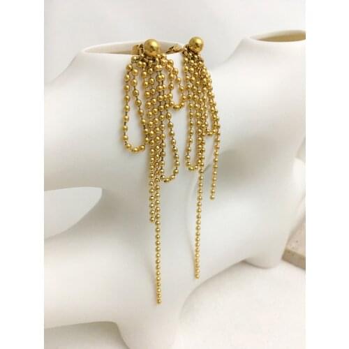 Monlansher Tassel Beads Chain Drop Earrings Gold Color Small Beads Fireworks Drop Earrings for Women Vintage Earrings Jewelry