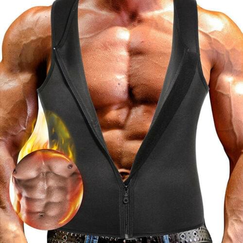 Men Summer zipper Slim Shirt Body Shaper Slimming Tummy Belly Tank Tops Corset Shapewear Vest Sports Gym