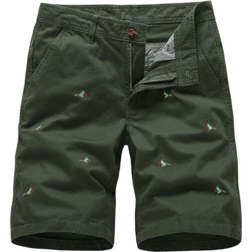 Mens Summer Brand Shorts 100% Cotton Twill Body Embroidered Zippered High Quality Casual Work Shorts BVChaj