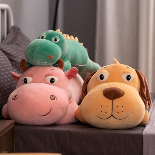 50-105cm New Style Kawaii Dog Plush Toys Soft Cotton Stuffed Pillow Cattle Cushion Animal Dinosaur Doll Baby Kids Birthday Gift