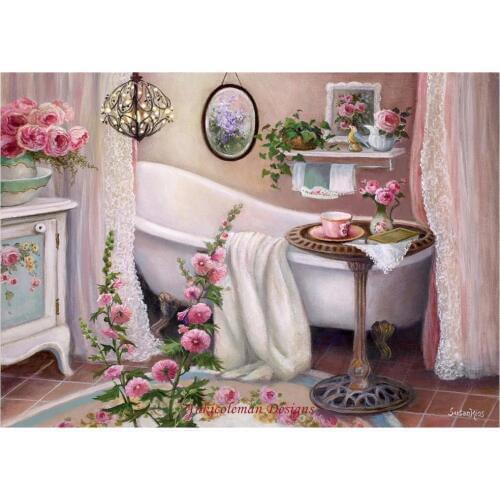 Embroidery Counted Cross Stitch Kits Needlework - Crafts 14 ct DMC color DIY Arts Handmade Decor - My Bathroom