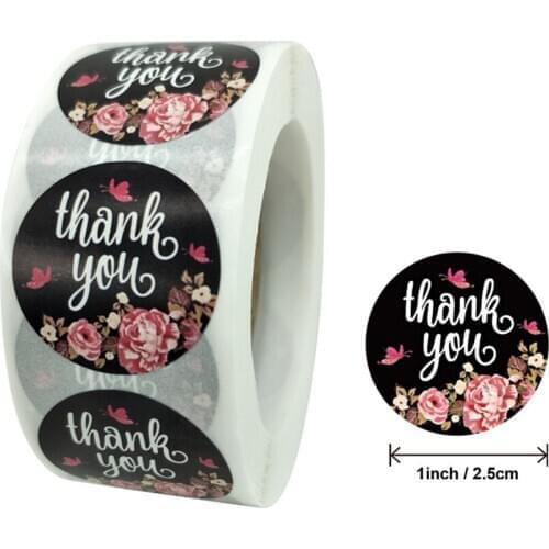 Cheap 500pcs Thank You Stickers Flower Pattern Labels For Business Thank You Stickers Mailing Boutique Bags Envelope Seal 1 Inch
