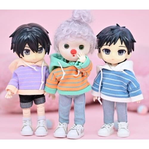 New doll clothes ob11 baby clothes casual striped hooded sweater for obitsu11, Molly, GSC, 1/12bjd Doll costume doll accessories