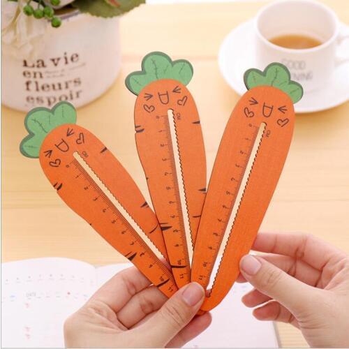 1 Piece Creative Kawaii Carrot Wood Ruler Students Maths Study Drawing Tools School Office Stationery