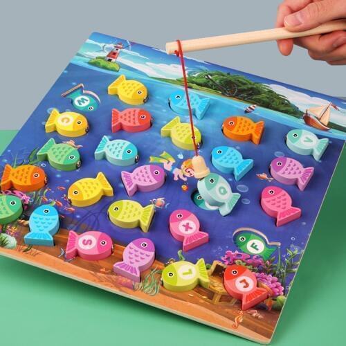 New Baby Magnetic Fishing Toys Letter Recognition Educational Fishing Game Funny Garden Game Wooden Toys Child Birthday Gifts
