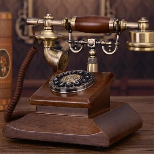New Solid wood Vintage landline Telephone With Button Dial Call ID Antique Telephones Landline Phone For Office Home Hotel