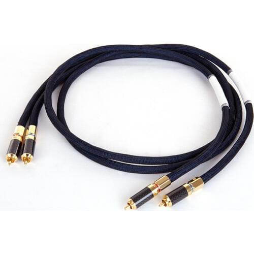 Pair Western Electric R-Copper RCA audio cable signal line/ interconnect cable wire with Carbon fiber RCA plug
