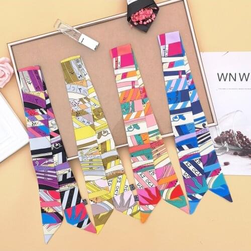 Summer Womens Silk Scarf Fashion Ladies Hair Headband Multifunctional Headscarf Handbag Scarf Long Shawl Beach Female G2