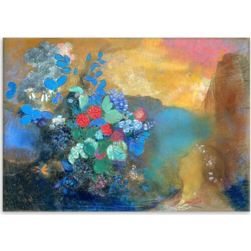 Christmas Gift Modern Abstract Colorful Flowers Oil Painting by Odilon Redon Home Decor Art Painting on Canvas Handpainted