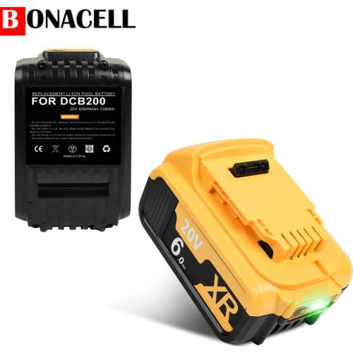 6.0Ah DCB205 Battery Replacement 20V Lithium Battery for Dewalt DCB200 DCB201 DCB203 DCB204 DCB205 DCB206 DCB207 Cordless Power