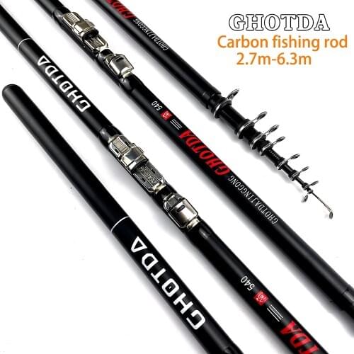 Telescopic Rock Fishing Rod High Quality 2.7m-6.3m Carbon Fiber Spinning Fishing Rod Carp Feeder Rod Travel Boats Sea