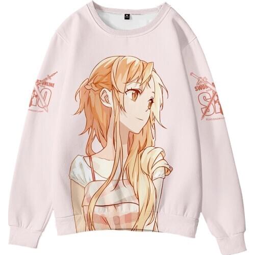2020 Sword Art Online Hip Pop O-neck Sweatshirt Harajuku Cute Outwear High Quality Pullover Autumn Winter Printed SAO Clothes