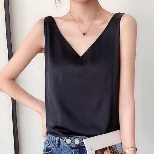 Women Summer Tops Vest Sexy V-neck Fashion Pure Color Double Shoulder Straps 2021 Casual Loose Out Tops For Woman Plus Size 4XL