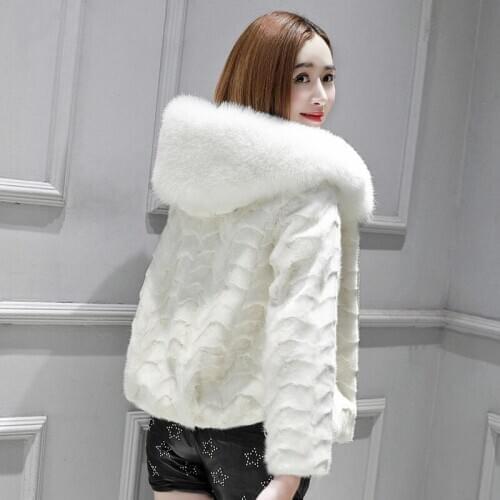 Real Mink Clothes Autumn Winter Coat Women Fox Fur Hood Coats Korean Pink Jacket Manteau Femme Hiver MY1074