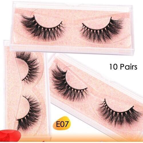 10 pairs Eyelashes Luxury 3D Mink Lashes Handmade Natural Mink Eyelashes Cruelty Free Mink False Eyelashes Bulk Upper Lashes E07