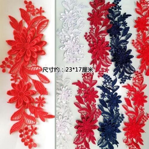 10Pcs Flower Imitation Embroidery Lace Appliqued Fabric Venice Lace Applique Ribbon Lace Fabric Sewing Trims For Weeding Dress