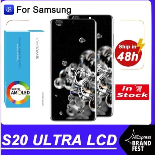 100% Original 6.9'' Display For Samsung Galaxy S20 Ultra G988F G988B/DS LCD Touch Screen Digitizer Assembly Repair Parts