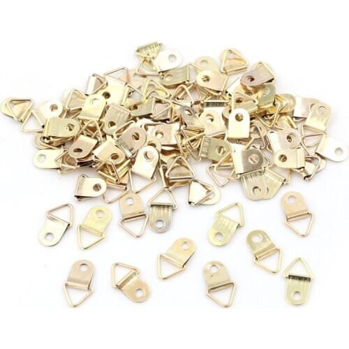 100pcs Mini Golden Triangle D-Ring Picture Oil Painting Mirror Photo Frame Hook Hanger 10x20mm Furniture Accessories