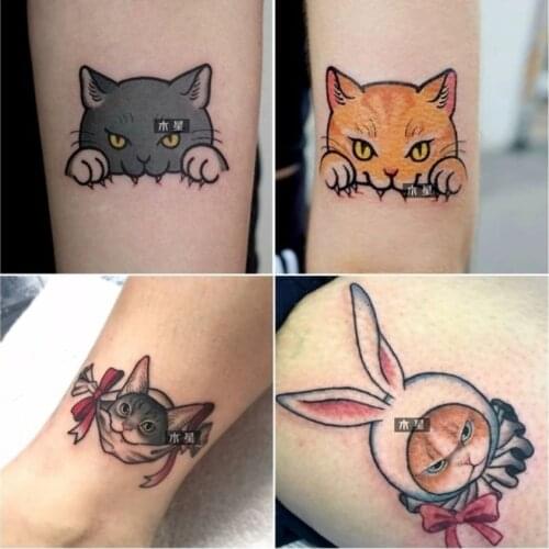30pcs/lot Little Animal Waterproof Temporary Tattoo Sticker Cute Cat Tattoos Body Art Fake Arm tatoo Women