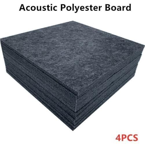 4pcs 300x300x9MM Black/Grey/White Acoustic Board Soundproof Foam Panels Sound Absorption Polyester Sponge Drum Room Wedge Tiles