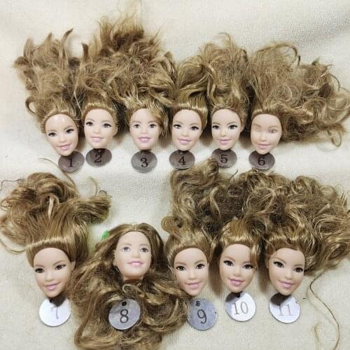 B15-1 Original Foreign Trade East Asia Korea China Beauty Smile Phoenix Eyes 1/6 OOAK NUDE Rarely Doll Head Mussed Golden Hair A