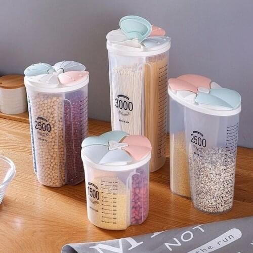 Large Plastic Petals Lid Kitchen Storage Sealed Tank Different Capacity And Grids Preservation Container Storage Boxes