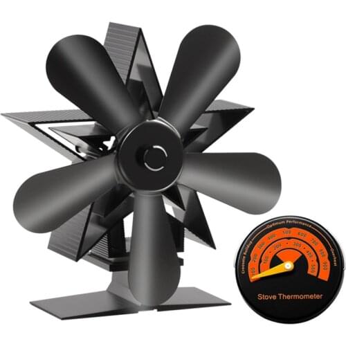 Black 4/5 Blade Fireplace Heat Powered Stove Fan Wood Burner Fireplace Quiet Efficient Heat Distribution Christmas Decorations