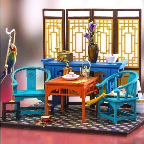 DIY Chinese Antique Courtyard Wooden Dollhouse Miniature Furniture With LED Kits Doll Houses Assemble Toys Kids Christmas Gift