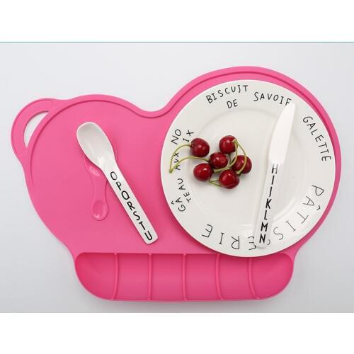 4 Colors Baby Silicon Plate Sucker Slip-resistant One Piece Baby Silicone Placemat Bowl Waterproof Kid Dinner Plate Tableware