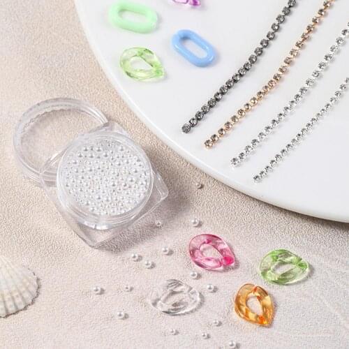 Long-Lasting Easy to Use Nail Ornament Butterfly Pearl Macaron Chain Kit for Dating
