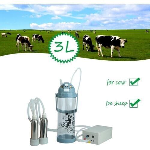 3L Electric Milking Machine for Ewe/Cow/Sheep/Goat/Cattle Double Head Portable Farm Milk Vacuum Pump Bucket Milker 110V-220V