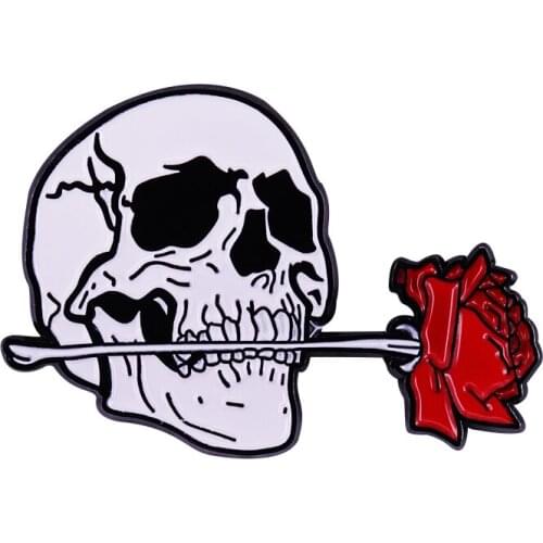 Skull & Rose Enamel Pin Perfect for Halloween & creepy souls