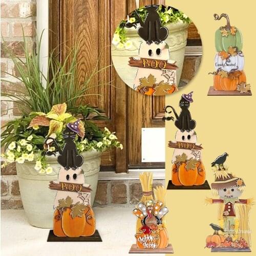 Halloween Thanksgiving Porch Pumpkin Bat Welcome Sign Door Sign for Festisday Door Yard Signs Decoration Wodeen Ornamen