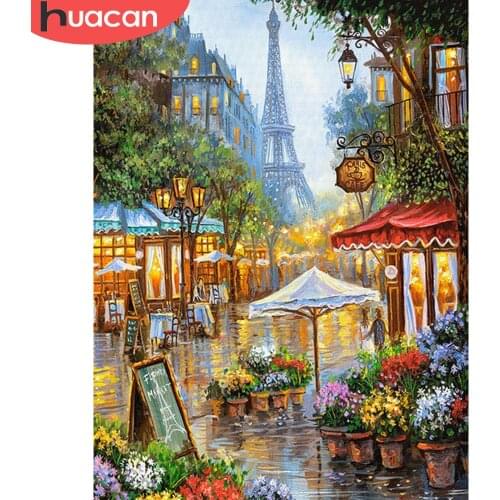 HUACAN 5D DIY Diamond Painting Scenic Eiffel Tower Full Square Embroidery Sale Picture Rhinestone Diamond Mosaic Home Decor