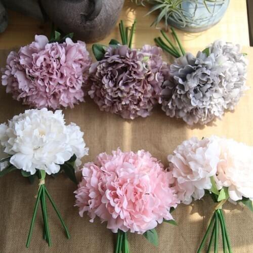 Artificial display flower silk peony bouquet simulation hydragea branch home decor wedding hand holding wreath decoration flower