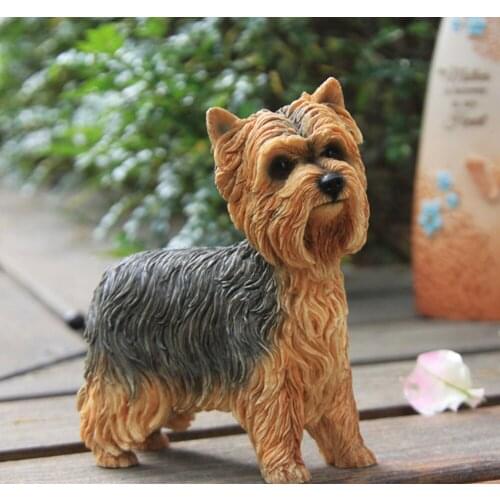 JJM British Yorkshire Terrier Youkshire Dog Pet Figure Collector Toy Car Decoration Animal Resin Model Educational for Kids