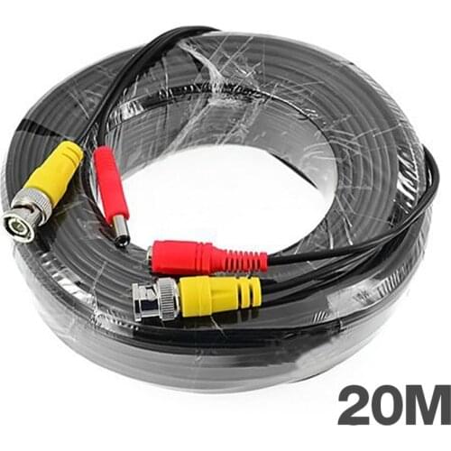 Tmezon BNC Video Power Coaxial Cable 20m 60FT Work for Analog AHD TVI CVI Security Surveillance Camera CCTV Accessories