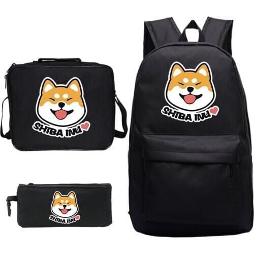 Shiba Inu Mochila Backpack Bags for Women Men Travel Bookbag Kawaii Mochilas Teenager Boys Girls School Backpack Bags 3pcs Sets
