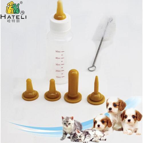 Puppy Feeding Bottle Cat Baby Nursing Bottle Pet Milk Feeder Kitten with Cleaning Brush Small Dog Water Feeders for Dog Six-pcs