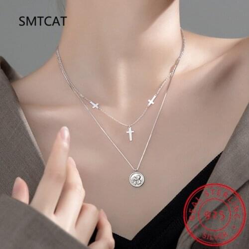 Classic 925 Sterling Silver Stackable Cross Lettering Lovers Avatar Coin Confessions Pendant for Women Fine Jewelry Gift